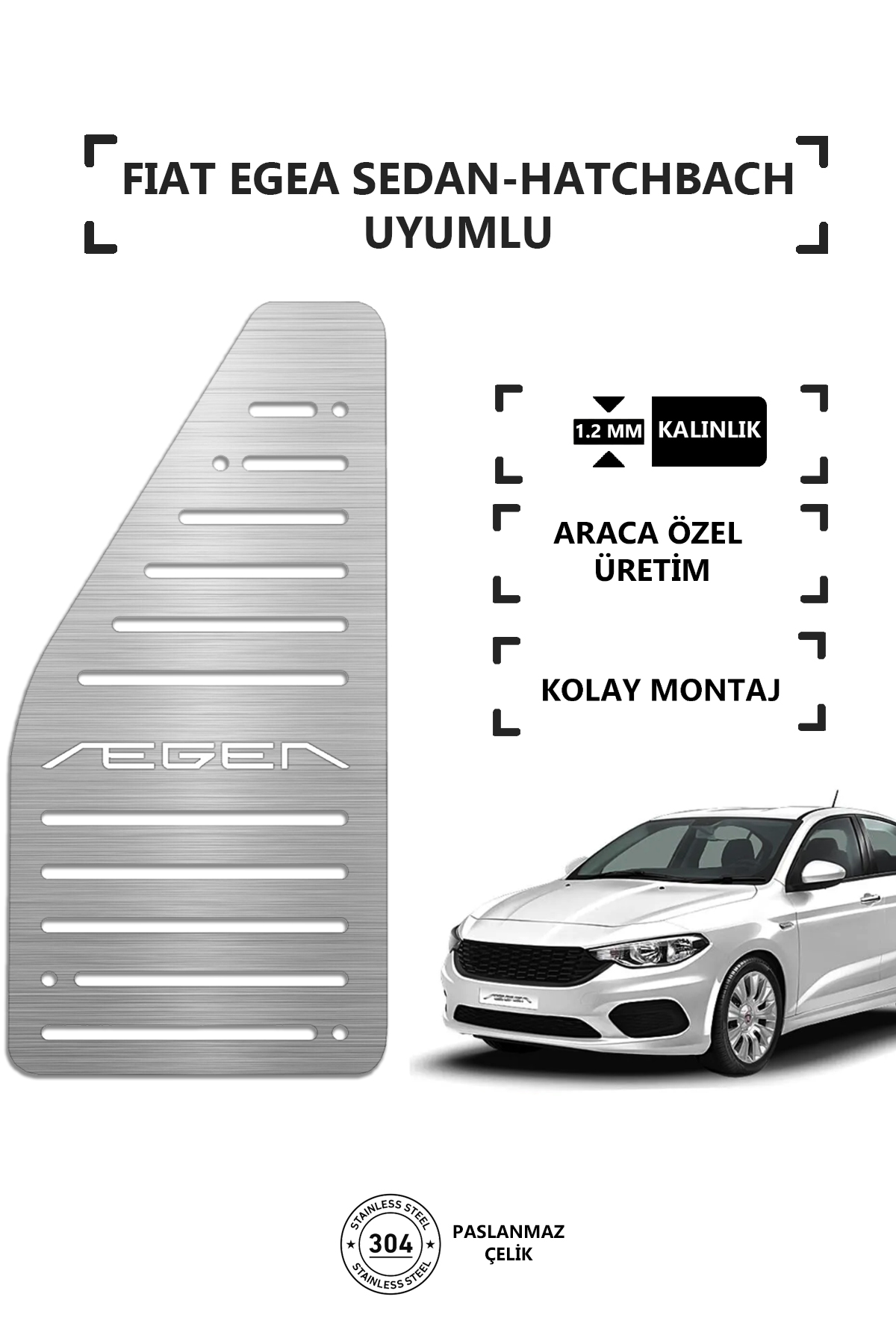 IMG-5190479137214759227.jpg Fıat Egea Krom Ayak Dayama Dinlendirme Pedalı - Görsel 1